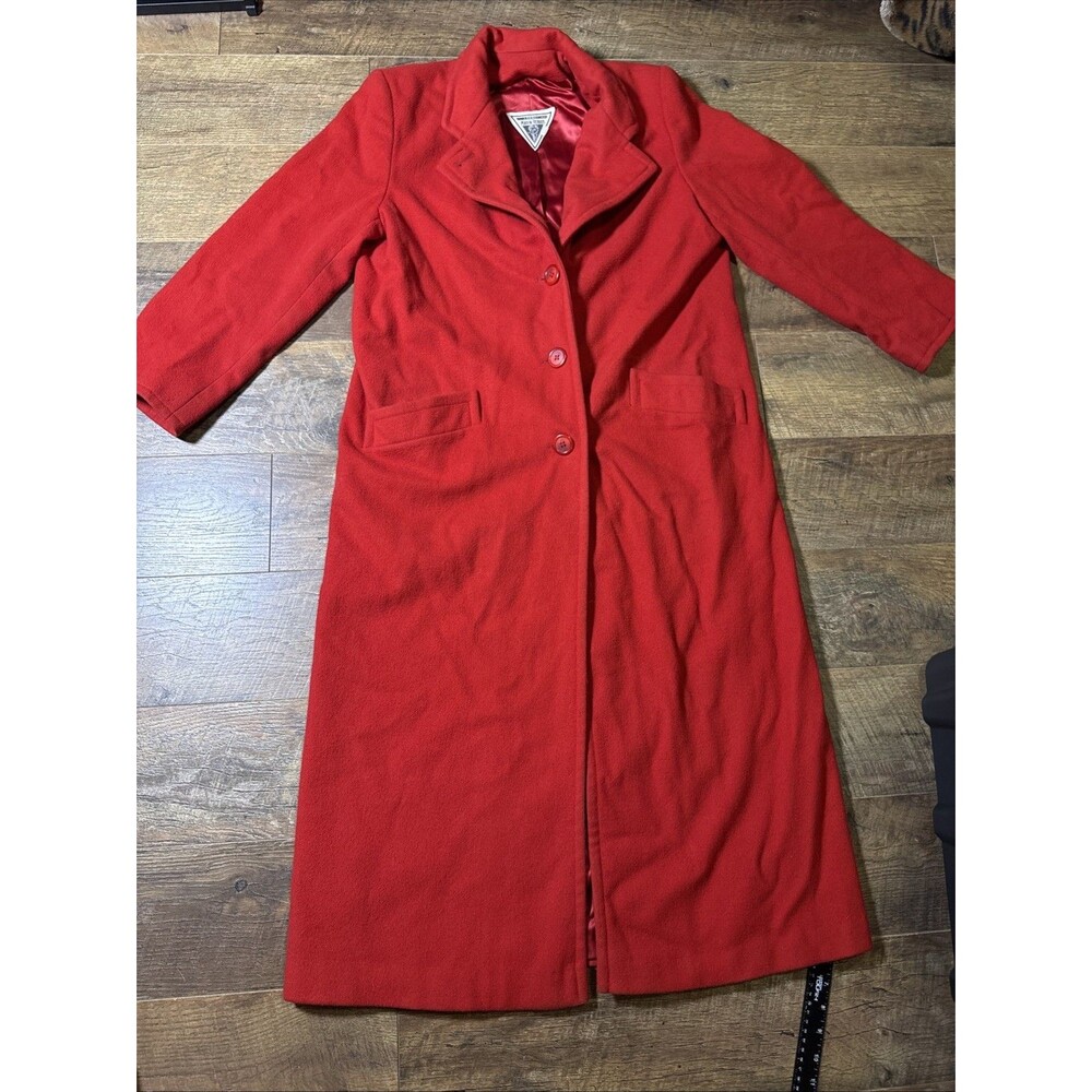 J Percy Marvin Richards Women's RED Long Wool Cashmere Coat 12 Vintage